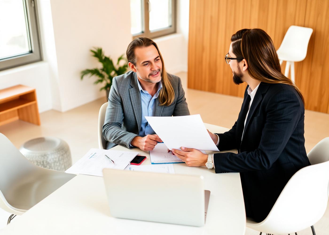 Realtor reviewing paperwork with clients